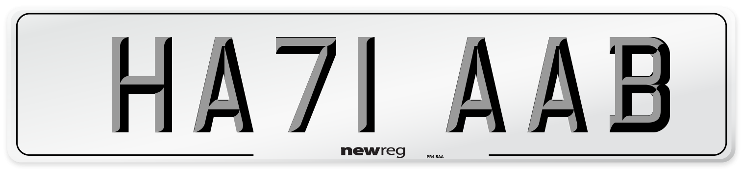 HA71 AAB Number Plate from New Reg